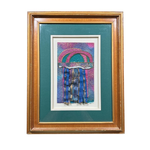 Paper 3D Art of a Rain Cloud in Blues Pinks Greens Made in Mexico - Picture 1 of 2